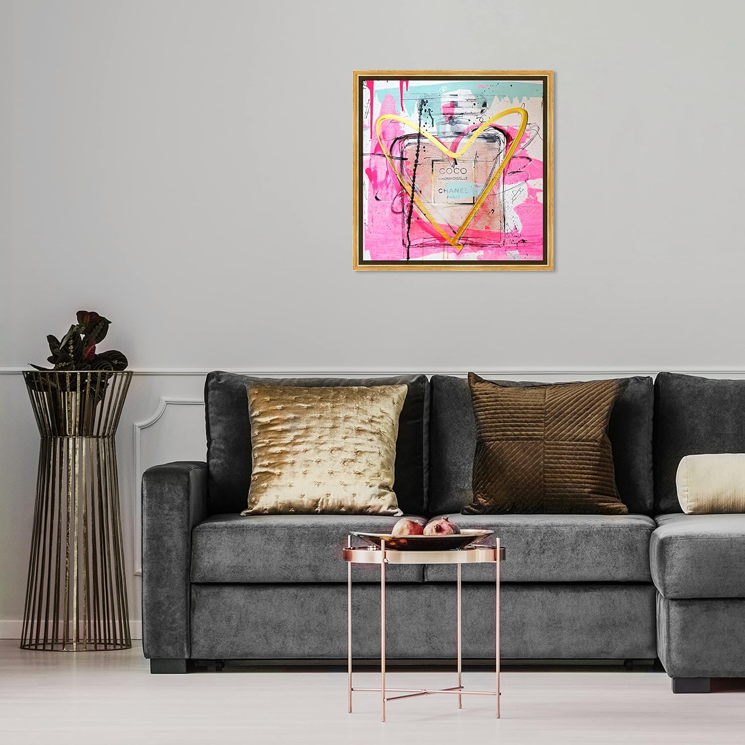 Oliver Gal Mademoiselle Remix Canvas Print Wall Art for Living Room, Bedroom, and Bathroom, 16" x 16", Gold Floater Frame