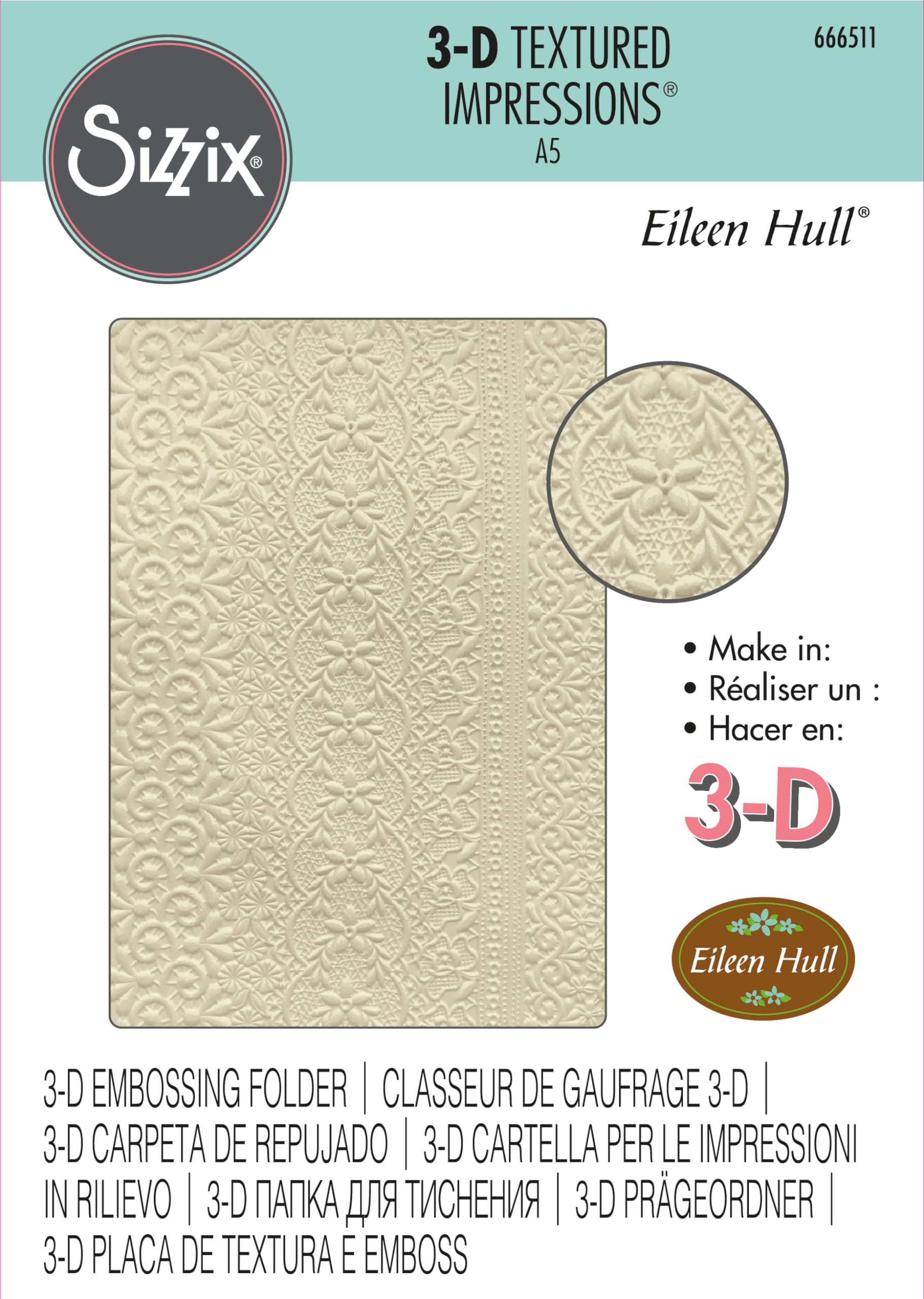 Sizzix Cartella per goffratura Testurizzata a più Livelli con Motivi Floreali di Kath Breen, 665741, Carta, Multicolor, One Size