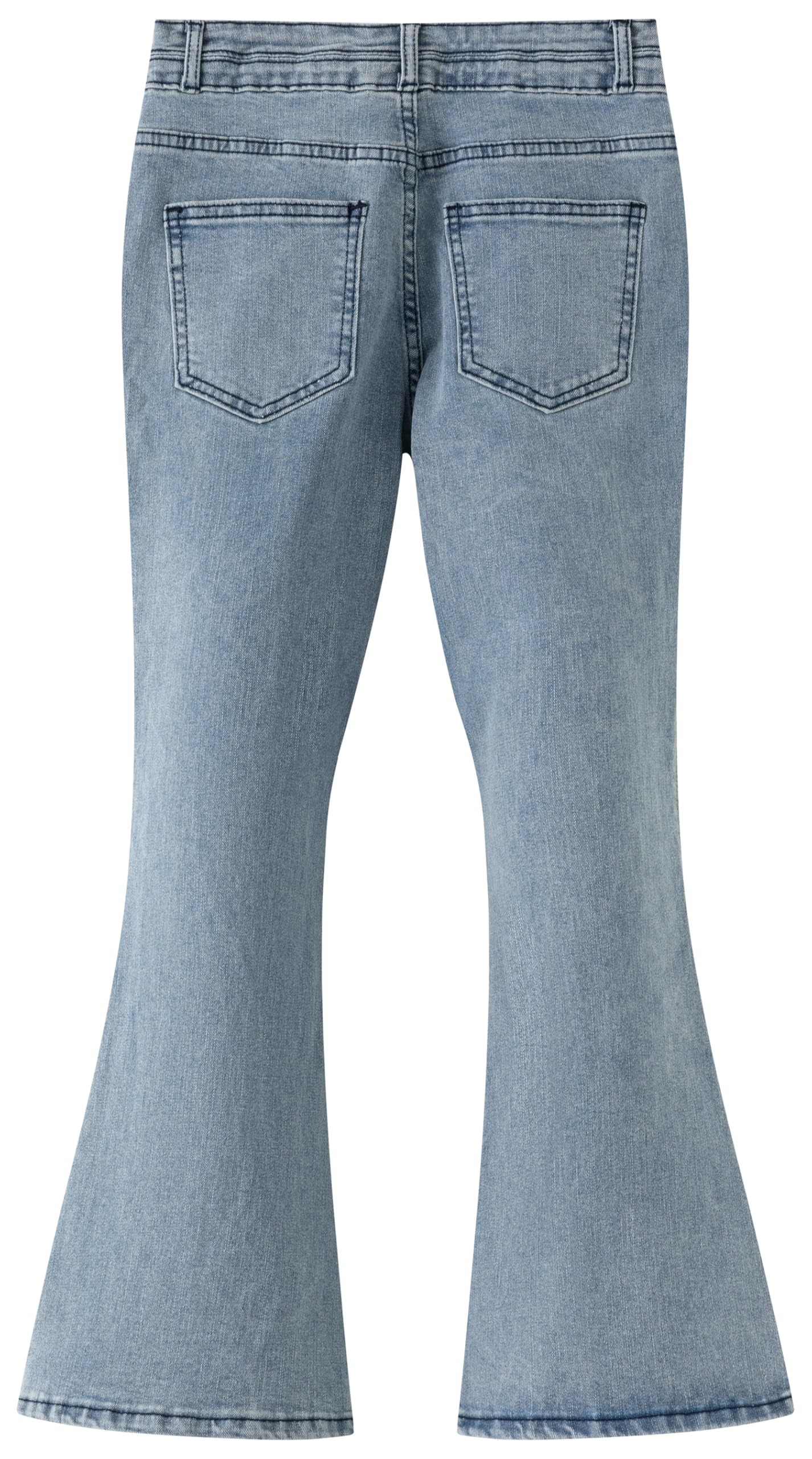 KIDSCOOL SPACE Jeans da Ragazza, Pantaloni di Jeans Elasticizzati con Fondo a Zampa d'elefante a 3 Bottoni