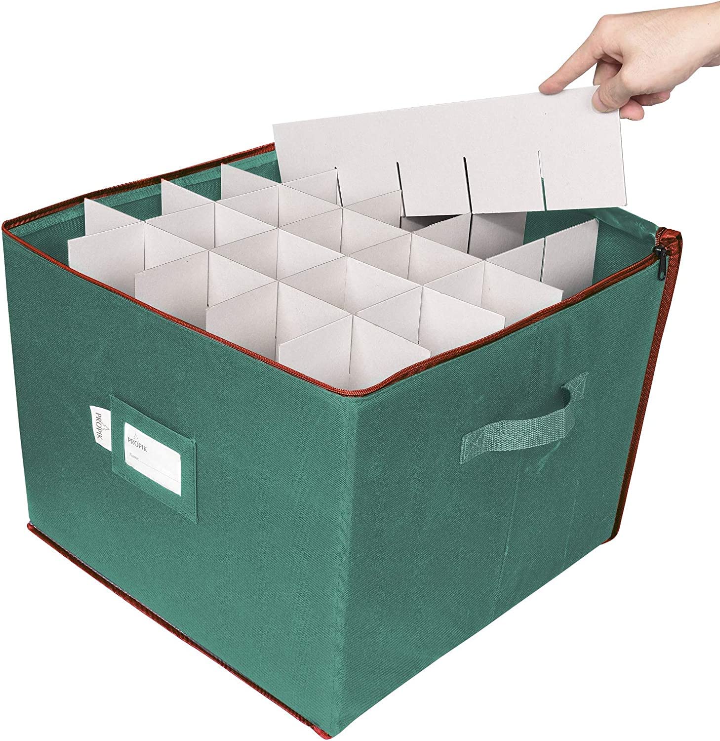 Zusammenklappbarer Aufbewahrungswürfel aus Stoff, Organizer-Behälter mit Deckel, faltbare Aufbewahrungsbox for Weihnachtskugeln, for bis zu 75 Christbaumkugeln, Weihnachtsschmuck, 1 Stück(Green)