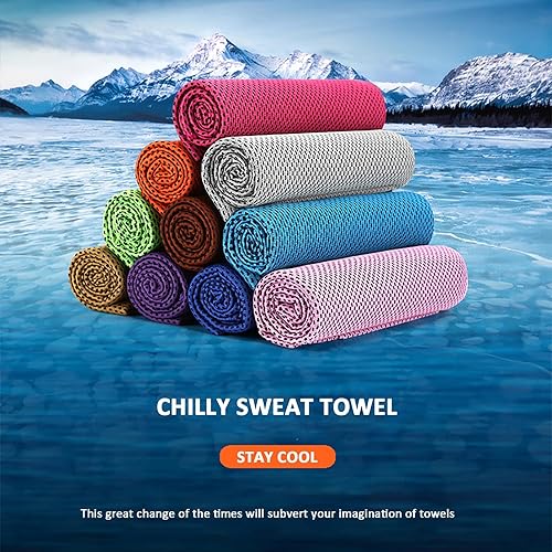 Miniatura 9 de Peicees Paquete de 10 toallas de refrigeración de microfibra para cuello, deportes, gimnasio, entrenamiento, toalla de enfriamiento de 40 x 12