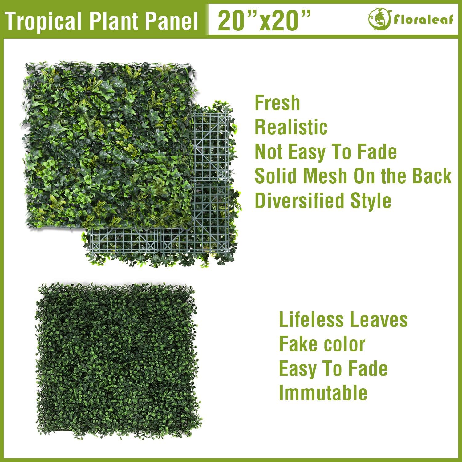 6PCS 20''x20'' Artificial Boxwood Panels Topiary Hedge Plant Privacy Screen Faux Ivy Greenery Grass Backdrop Wall Décor UV Protected for Outdoor Indoor Garden Fence Backyard