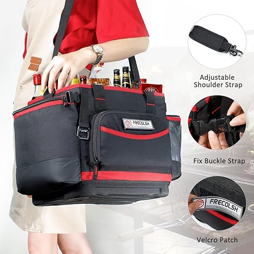 Miniatura 6 de Organizador grande para barbacoa con base dura moldeada, bolsa de utensilios para exteriores compatible con Blackstone para camping, picnic y portón