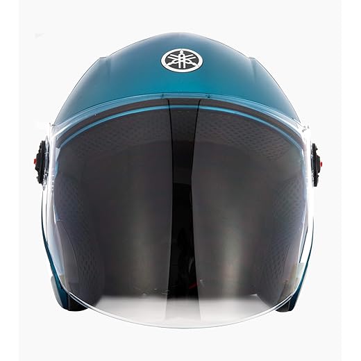 Yamaha YR6 Half Face Helmet Matt Cyan Green L