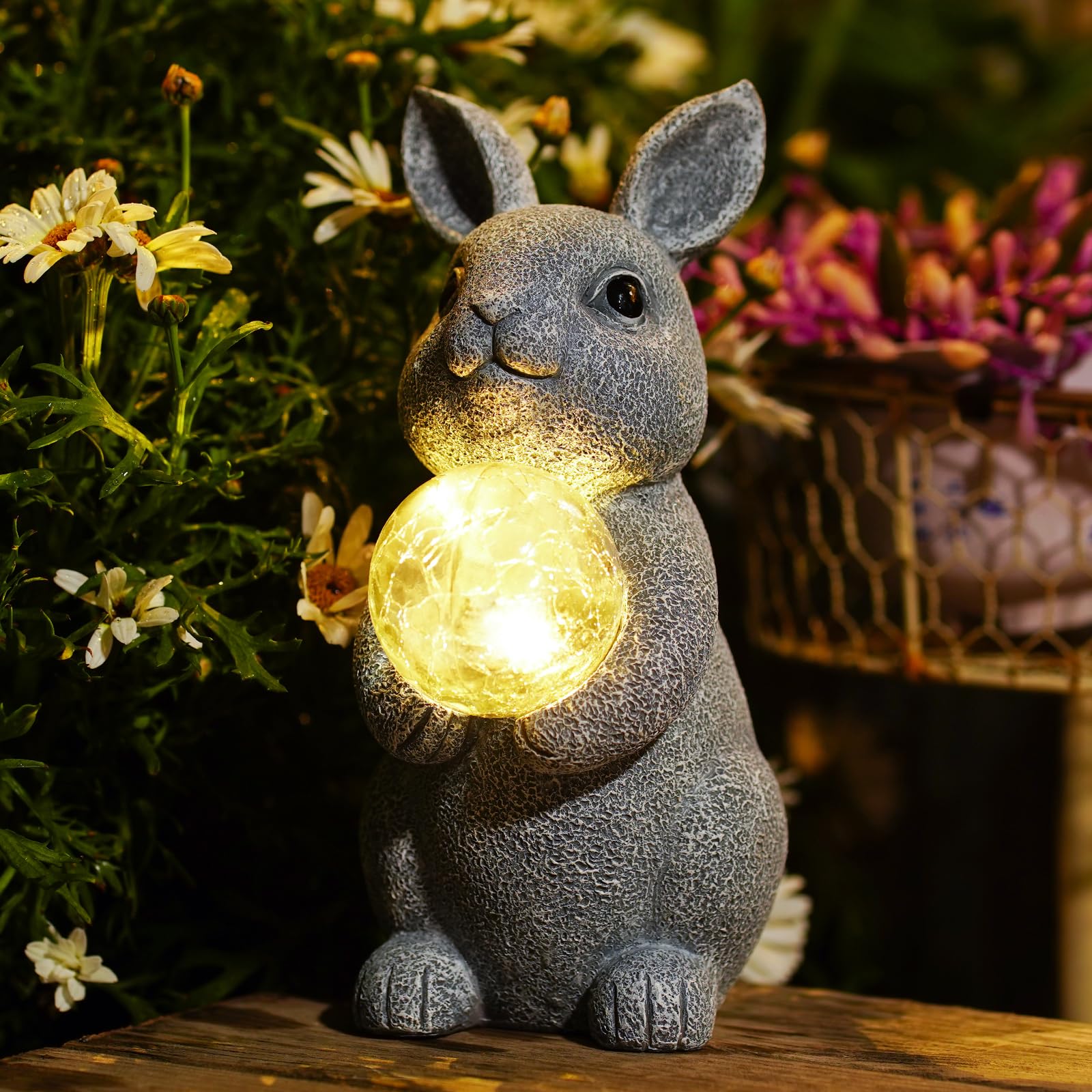 Amazon.com: Tiejiajiang Solar Garden Outdoor Statues Bunny with