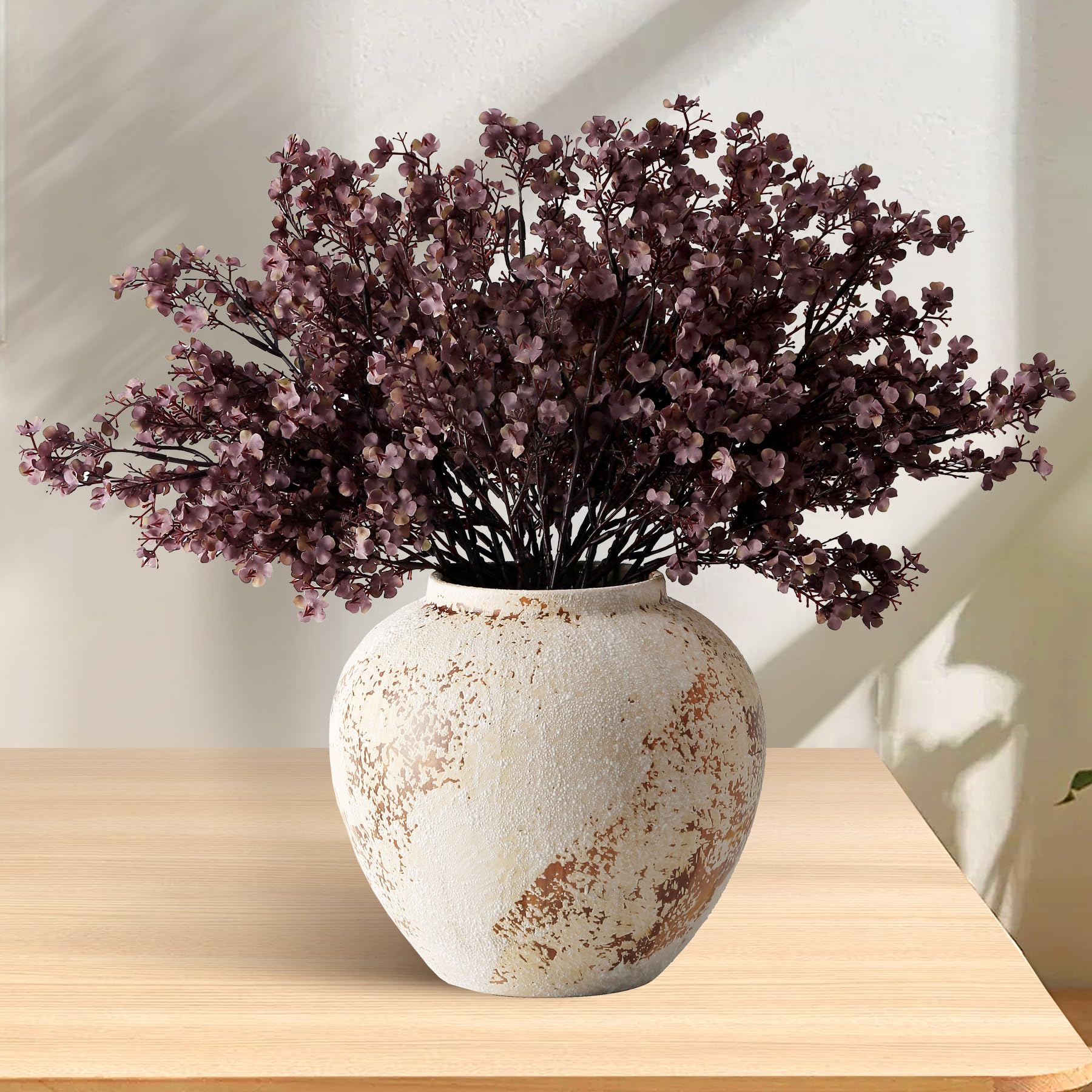 JAKY-Global Künstliche Seidenblumen Mit Vase – 10 Stück Herbstrosa, 50 Cm Lang, Für Innendekoration