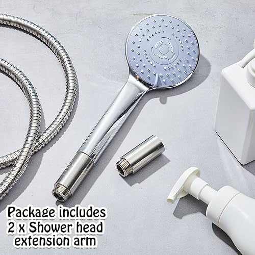 Miniatura 3 de Amylove 2 piezas Brazo extensor de cabezal de ducha de acero inoxidable Extensión de tubo de ducha de 12pt macho a 12pt hembra Rosca de tubo fundido