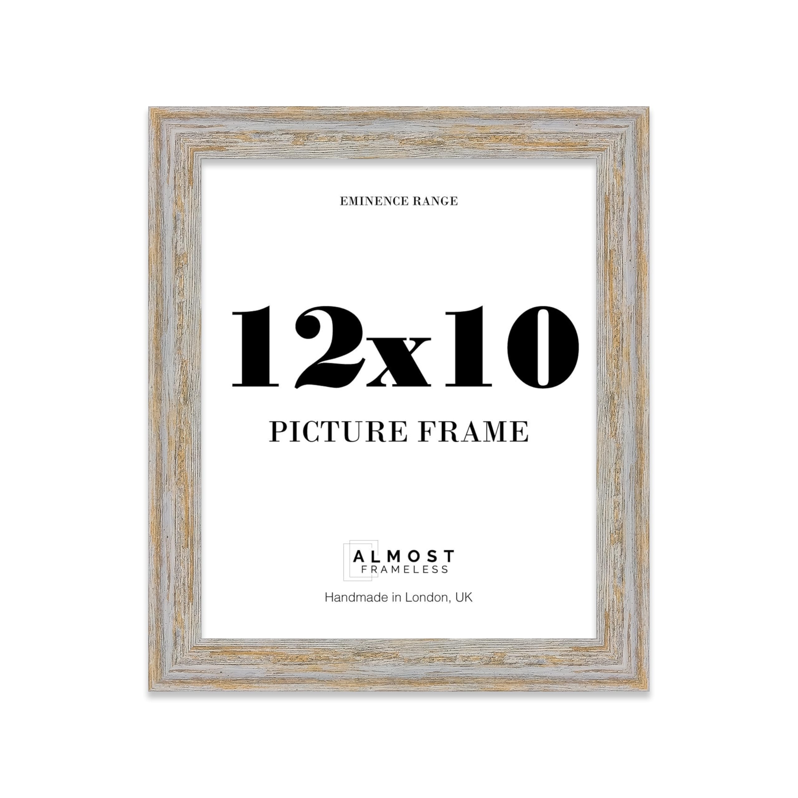 12x10" Walnut Woodgrain Picture Frame - Rustic Wood Industrial Effect Photo Frame for Wall Display, Ideal for Posters, Prints & Home Décor, Wall Hooks and Kickstand, 32mm Edge - 1 Pack