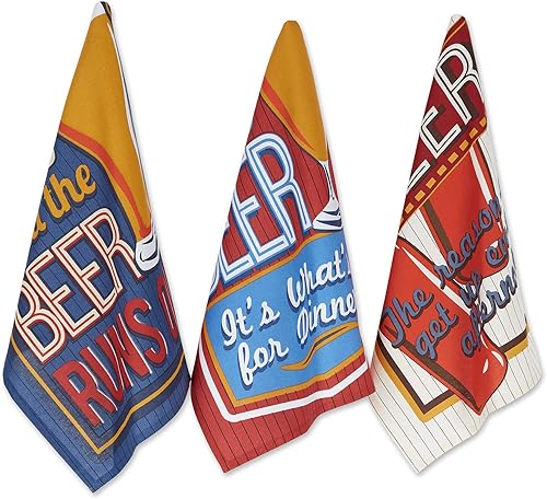 DII - Paño de cocina básico de cocina, con estampado de juegos, para todos los días, 100 % de algodón, apto para lavadora, 18x28 pulgadas, 2