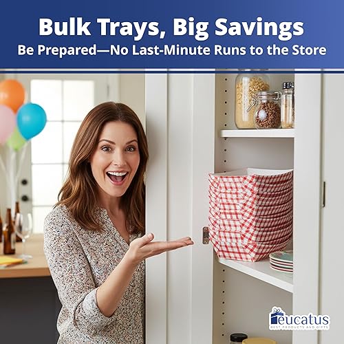 Miniatura 6 de Bandejas de papel resistentes y resistentes a la grasa de 1 libra, paquete de 100 unidades, reciclables, mini cestas de cartón recubiertas. Bandeja