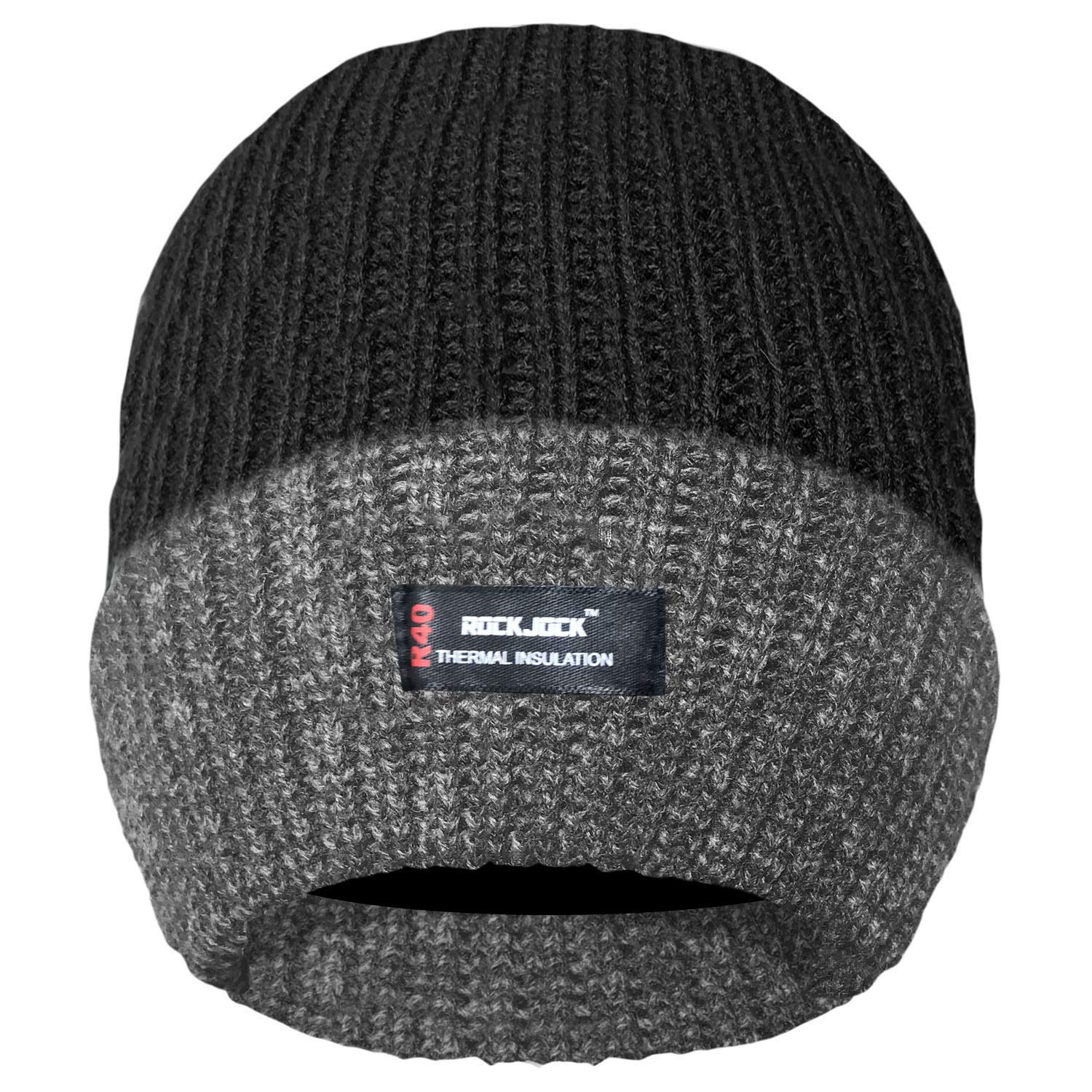 RockJock R40 Thermal Insulating Quality Ribbed Winter Beanie HAT for Men