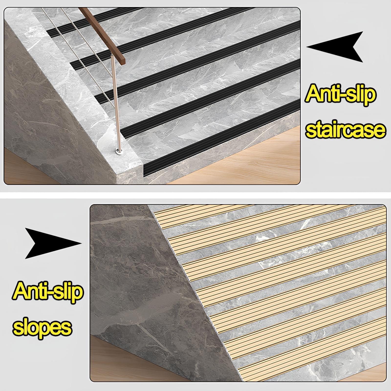 Perfil De Borde De Escalera Aluminio Espesor 2.8mm Tira De Umbral Antideslizantes Borde De Escalón Para Interior Y Exterior(Black,3x150cm)