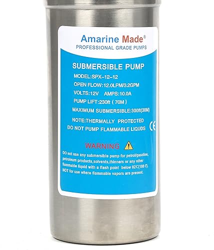 Amarine Made Bomba de agua sumergible de pozo profundo de 12 V CC, 3.2 GPM, 4 pulgadas, 10 A/energía alternativa, funciona con batería solar con
