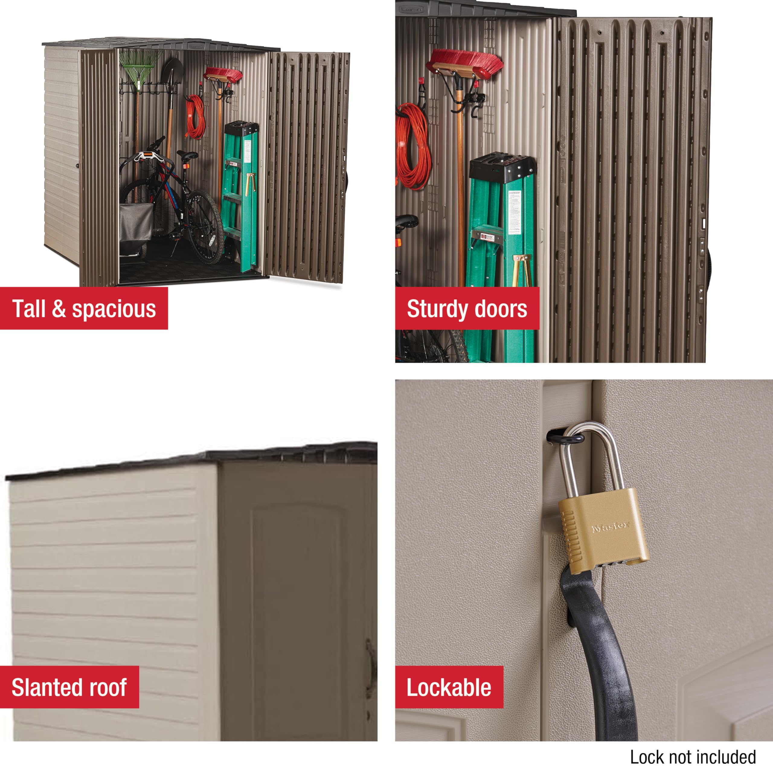 Rubbermaid Large Vertical Resin Storage Shed 2 Door W Rubbermaid