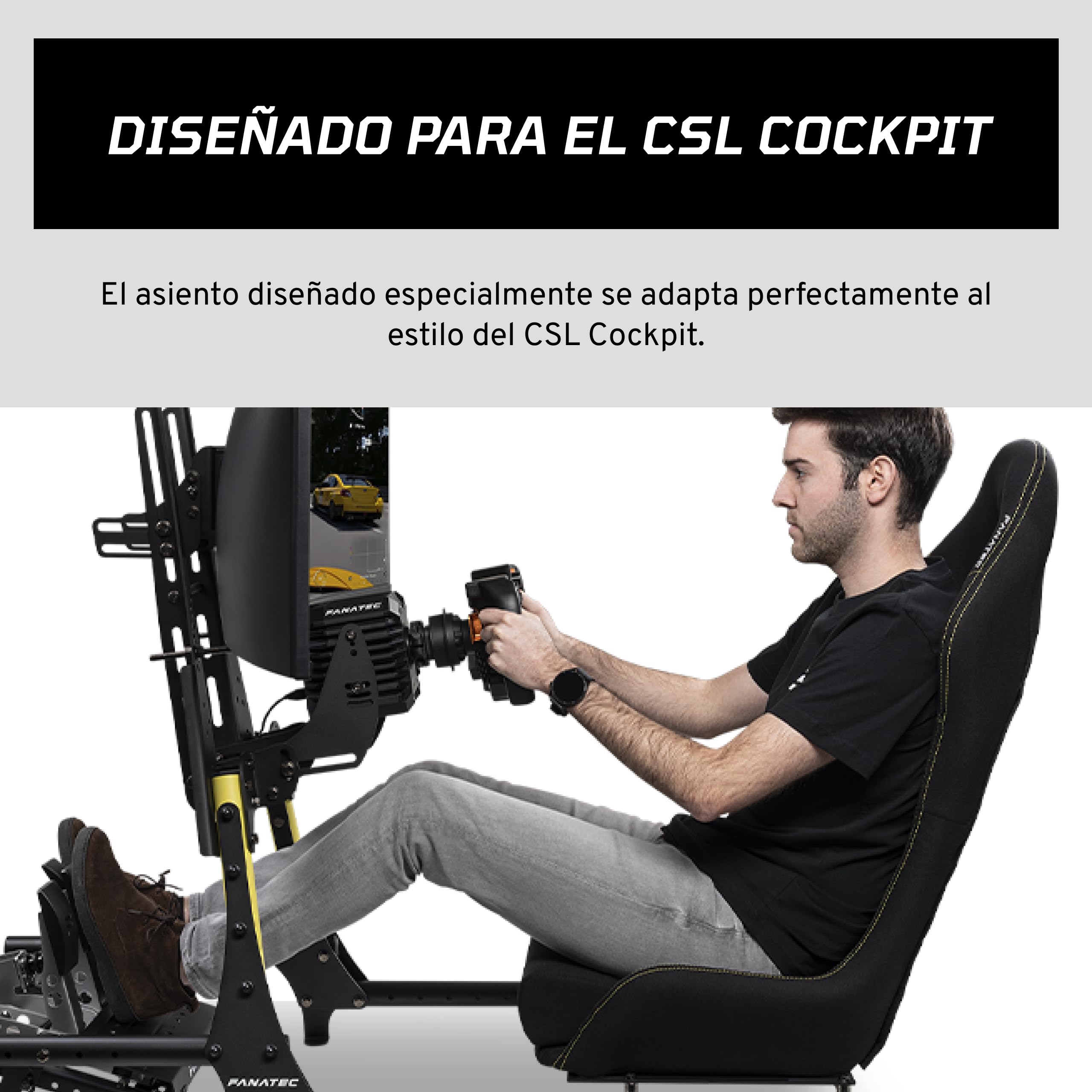 FANATEC Sim Racing CSL Cockpit Seat – Ligero y Duradero, Diseñado para el CSL Cockpit, Tejido Acolchado Transpirable – Negro