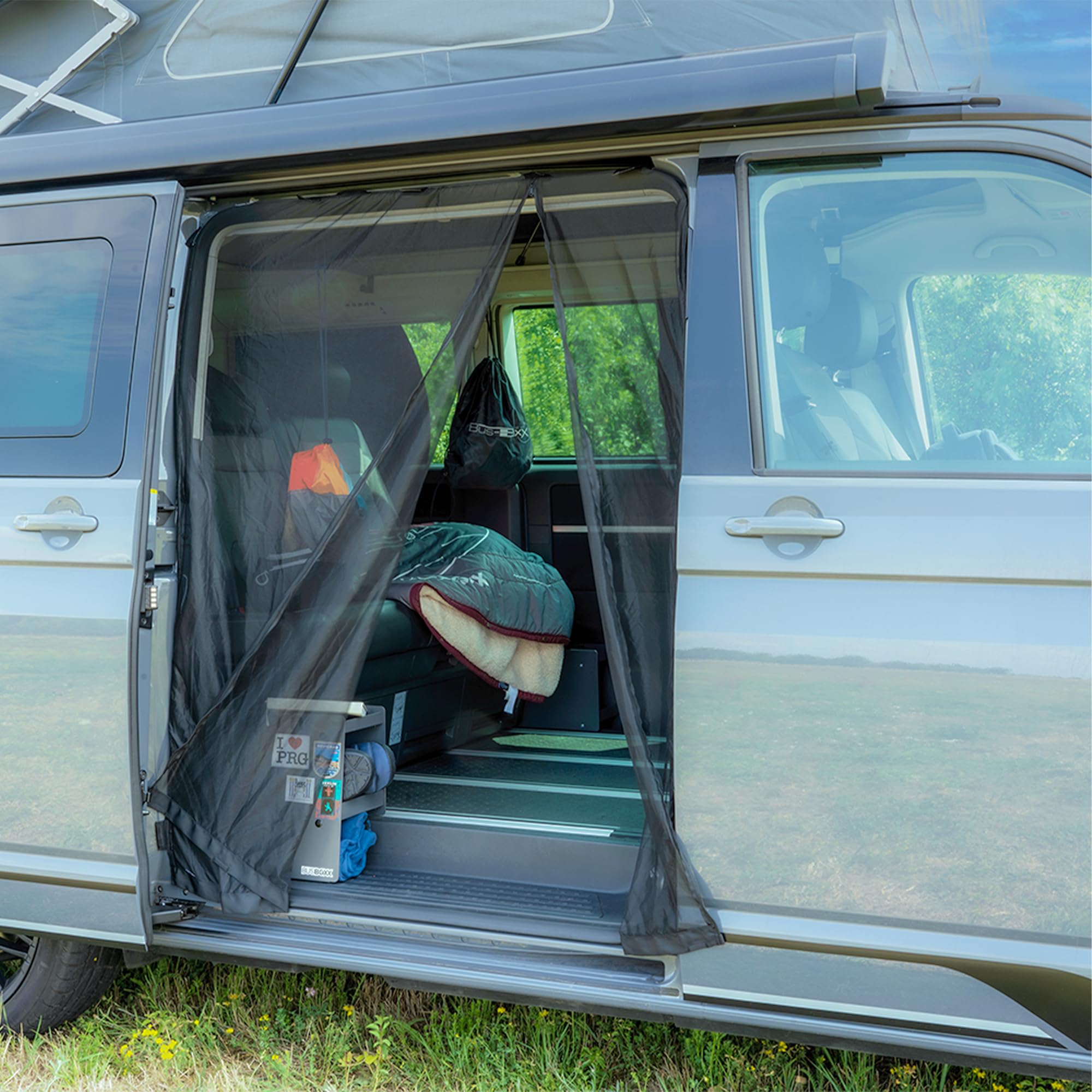 Moustiquaire pour porte latérale, spécialement conçue pour VW T5, T6, T6.1, protection contre les insectes, facile à monter, robuste et durable