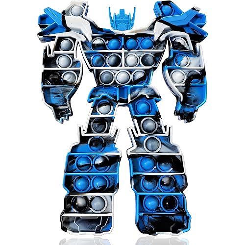 Big Pop Popper Fidget Toy, Jumbo Pop Bubble Fidget Toys That Suitable for ADHD and Early Educational Toddler Baby, Stress Reliever Pop Pop Fidgets Poppet Gift for Boys and Kids (Blue Black White)