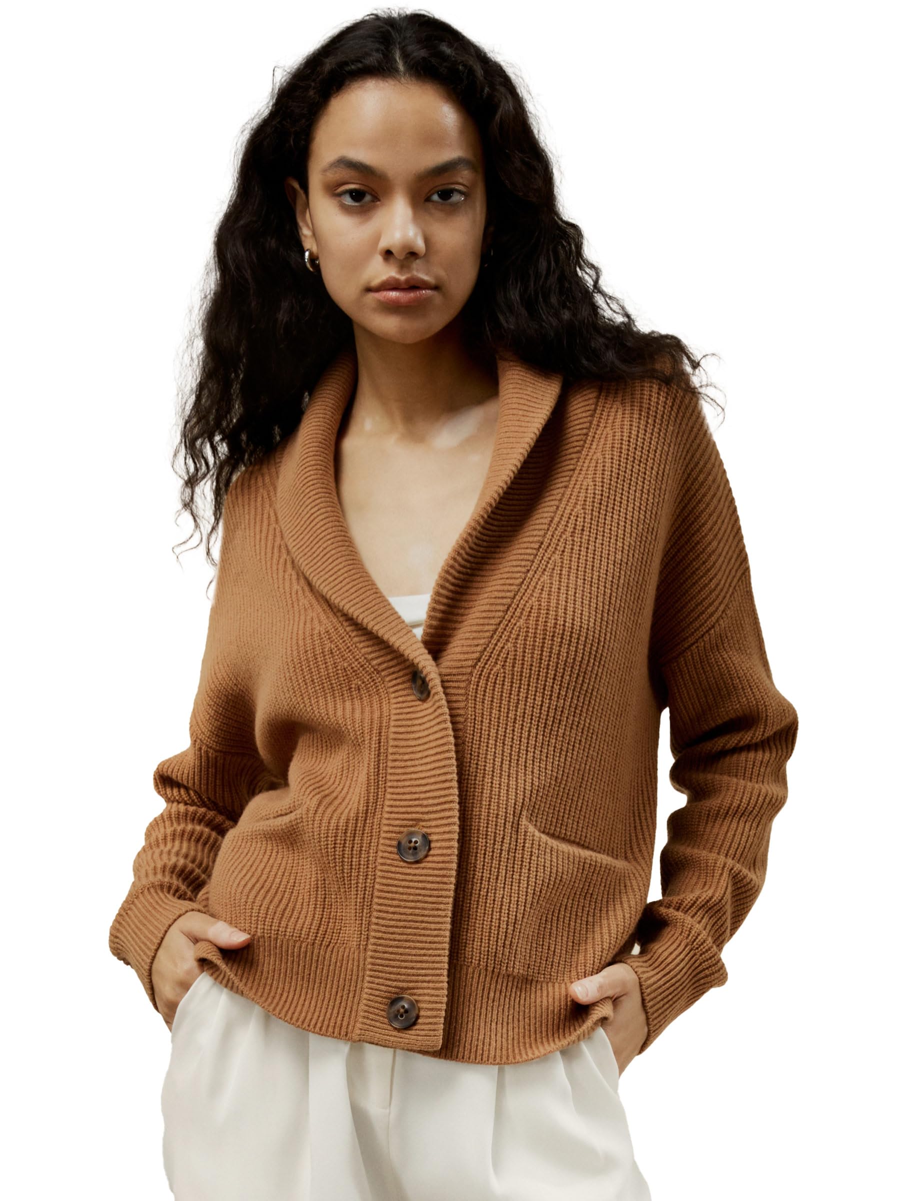 LilySilk Womens Oversized Cardigan Drop-Shoulder Premium Wool Cashmere Fall Pullover Sweater Causal Loungewear