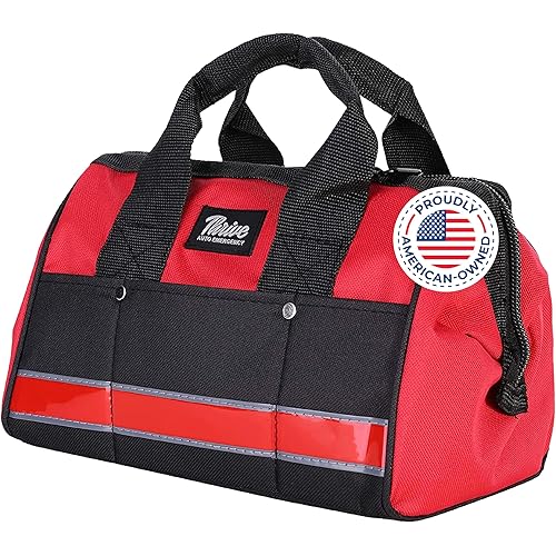 Thrive Car Emergency Kit & Roadside Emergency Car Kit - 104-Piece Set, Red Canvas Bag, Universal Fit - Jumper Cables, Escape Hammer & Tire Gauge - Road Trip Essentials & Emergency Supplies