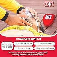 Vista 2 de Ever Ready First Aid Máscara de rescate de RCP, resucitador de bolsillo para adultos/niños, estuche rígido con correa para la muñeca, guantes