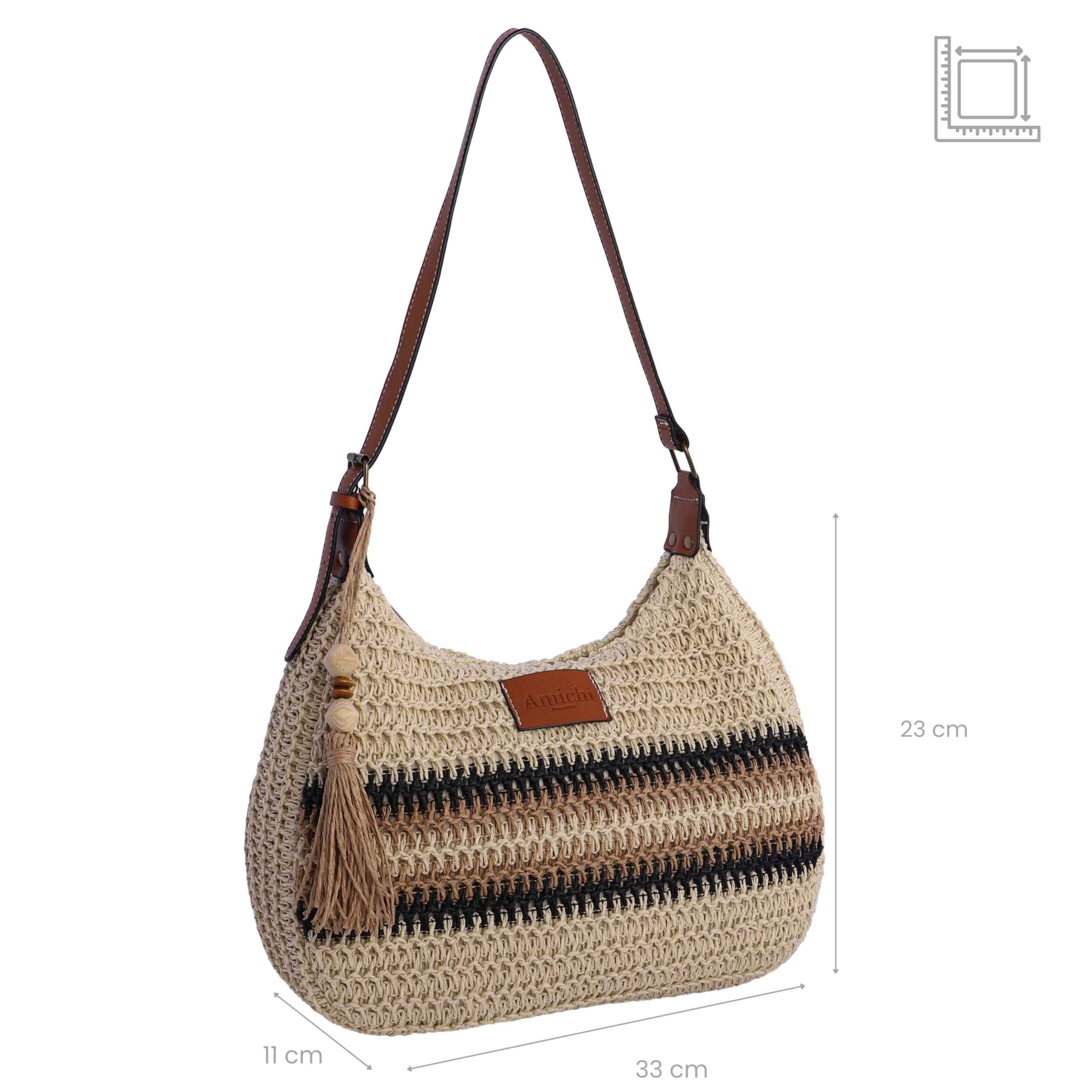 AMICHI - Bolso shopper mujer - Bolso mujer de rafia diseño artesanal para verano, Lanzarote