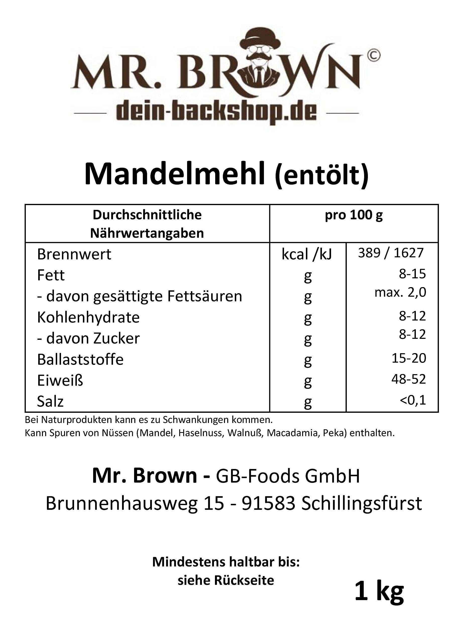 1kg Mandelmehl entölt, vegan, weiß, Mandelprotein, glutenfrei, für keto und zum Low Backen Carb