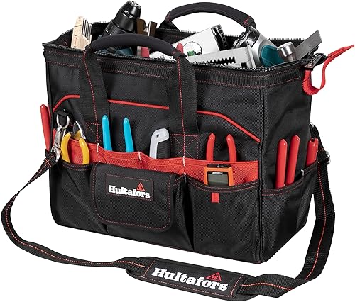 Hultafors Work Gear HT5543 - Bolsa de herramientas para comerciantes, 33 bolsillos, portaherramientas de poliéster balístico resistente, correas de