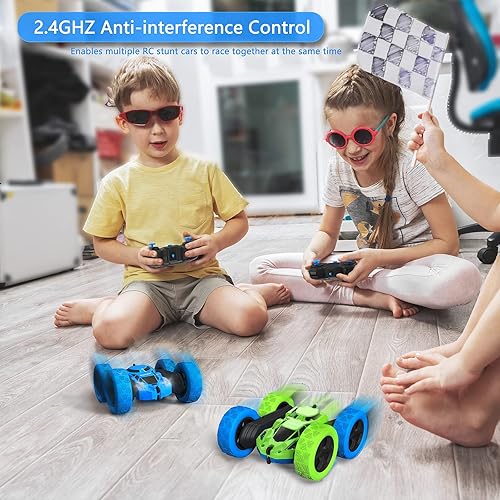Miniatura 5 de Hamdol Coche de control remoto para niños de 6 a 12 años doble cara giratoria de 360  4WD RC con faros delanteros eléctricos de 24 GHz auto de