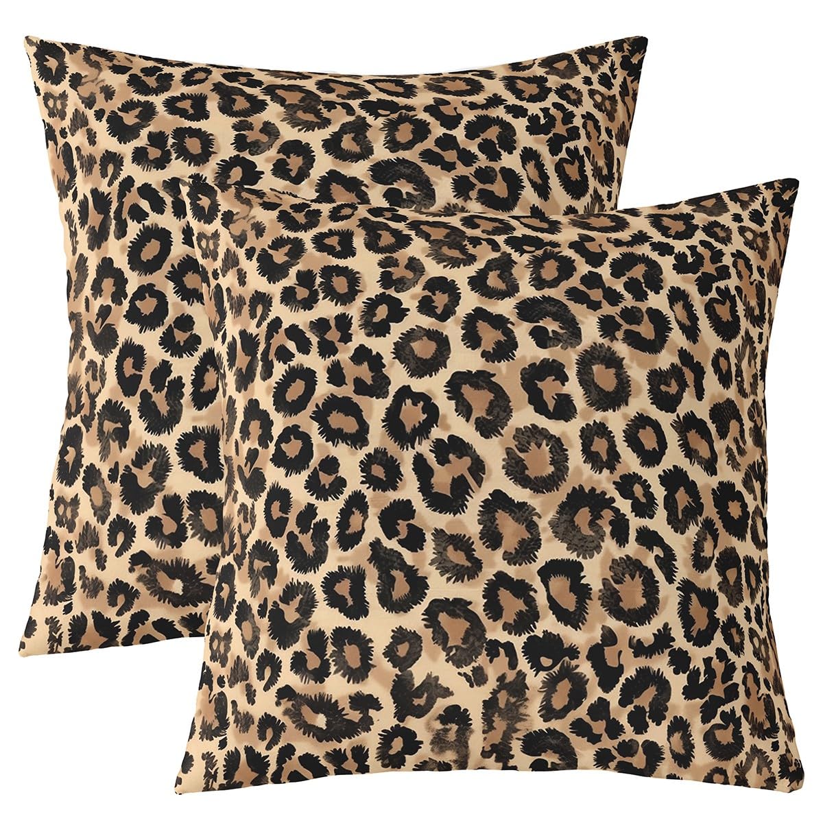 Loussiesd Leopard Kissenbezüge 45x45cm Gepard 2er Set Kissenbezüge Tier Druck Safari Kissenhülle Tier Pelz für Kinder Jungen Mädchen Braun Sofakissen Couchkissen für Schlafzimmer Wohnzimmer