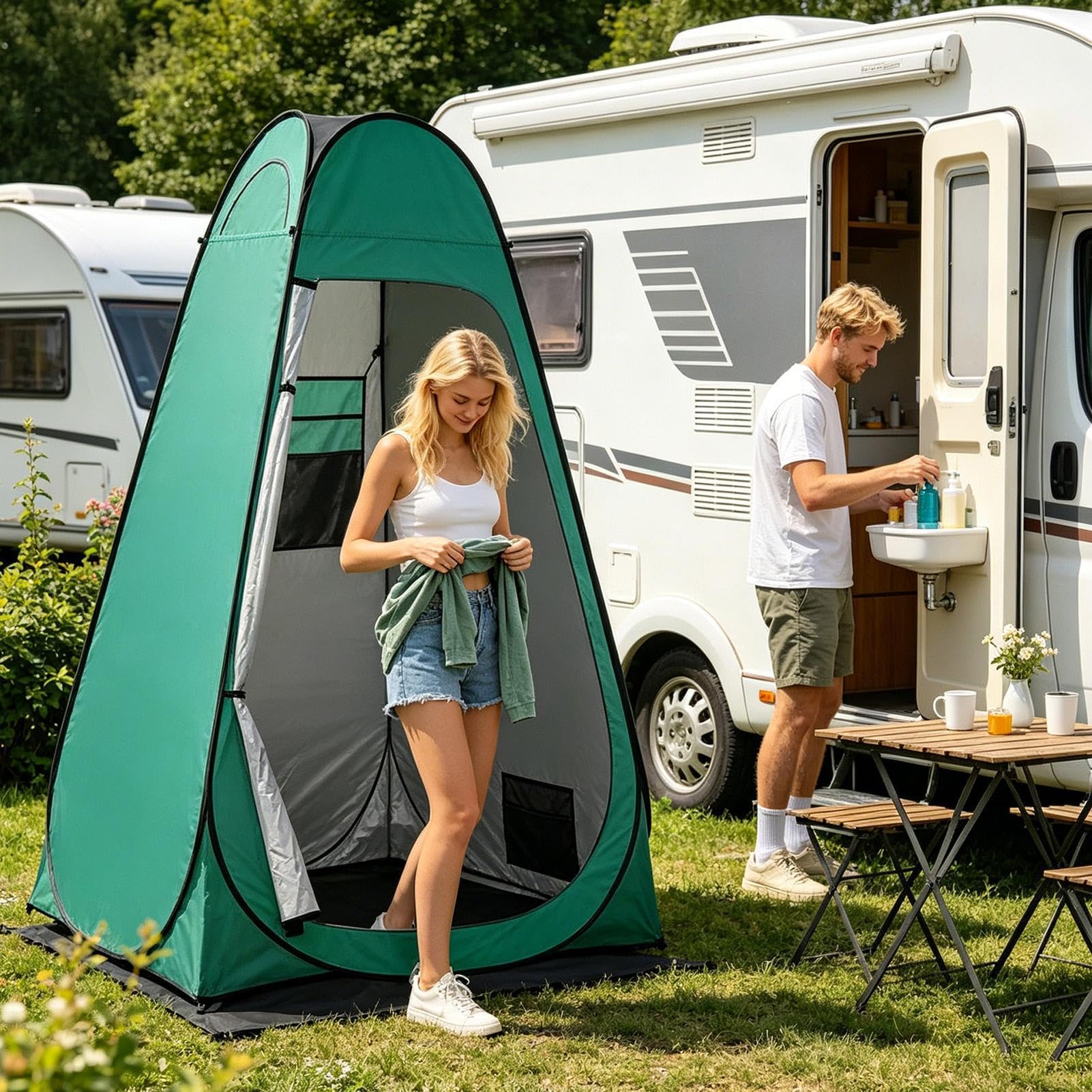 Przebieranka kempingowa, przenośna, prywatna toaleta, do prysznica i przebierania, do użytku w ogrodzie i na podwórku, na kempingu, pikniku, podczas wędkowania, Tailgate, Road Trip