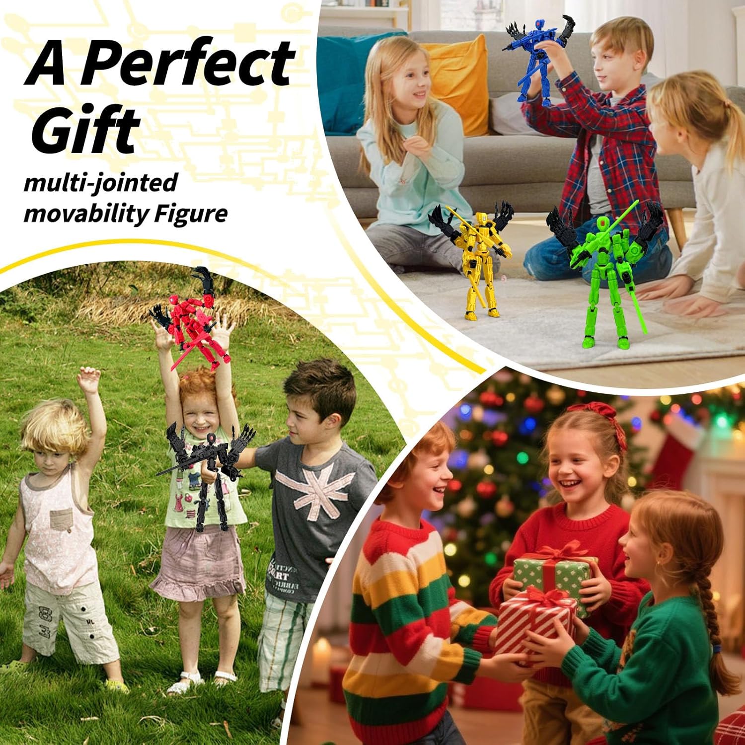 8Inch T13 Assembly Completed Action Figure,3D Printed Multi-Jointed Movable Toy Nova 13 Action Figures Desktop Decorations for Game Lovers Toy (Yellow) - Image 7