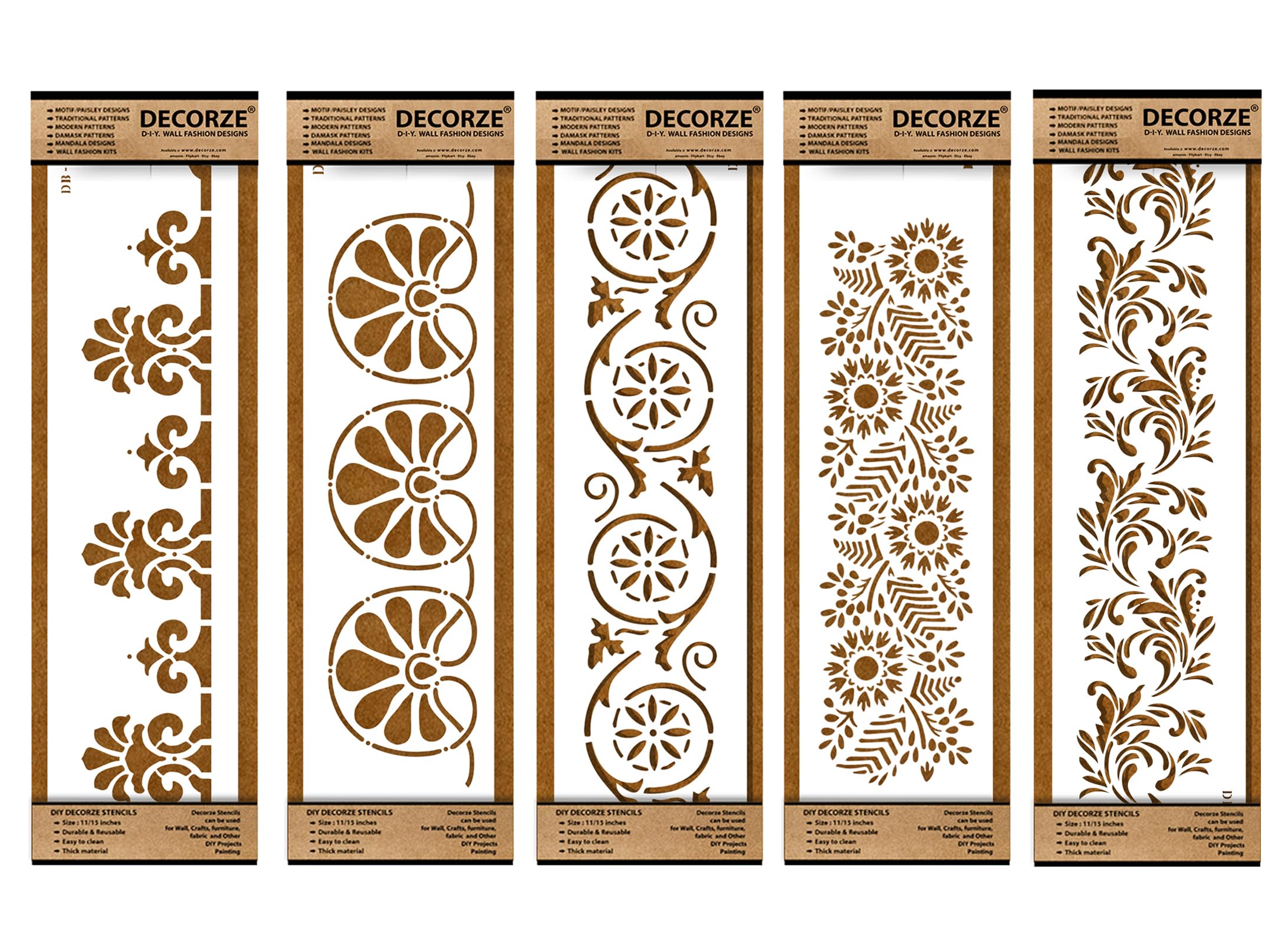 Decorze Plastic Stencils for Border Art, Stencils for Wall, Border Stencils for Wall Painting Suitable for Room Wall Decoration Purpose (Set of 5)(Color-White)|Design-17 (B0CL4TZN7G) Amazon Price History, Amazon Price Tracker