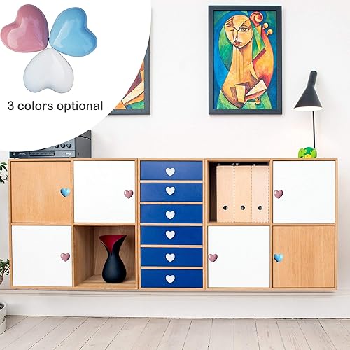 Miniatura 5 de Pomos de cerámica para cajones en forma de corazón, tiradores de armario con tornillos de 3 tamaños, pomos para muebles de cocina para armario,
