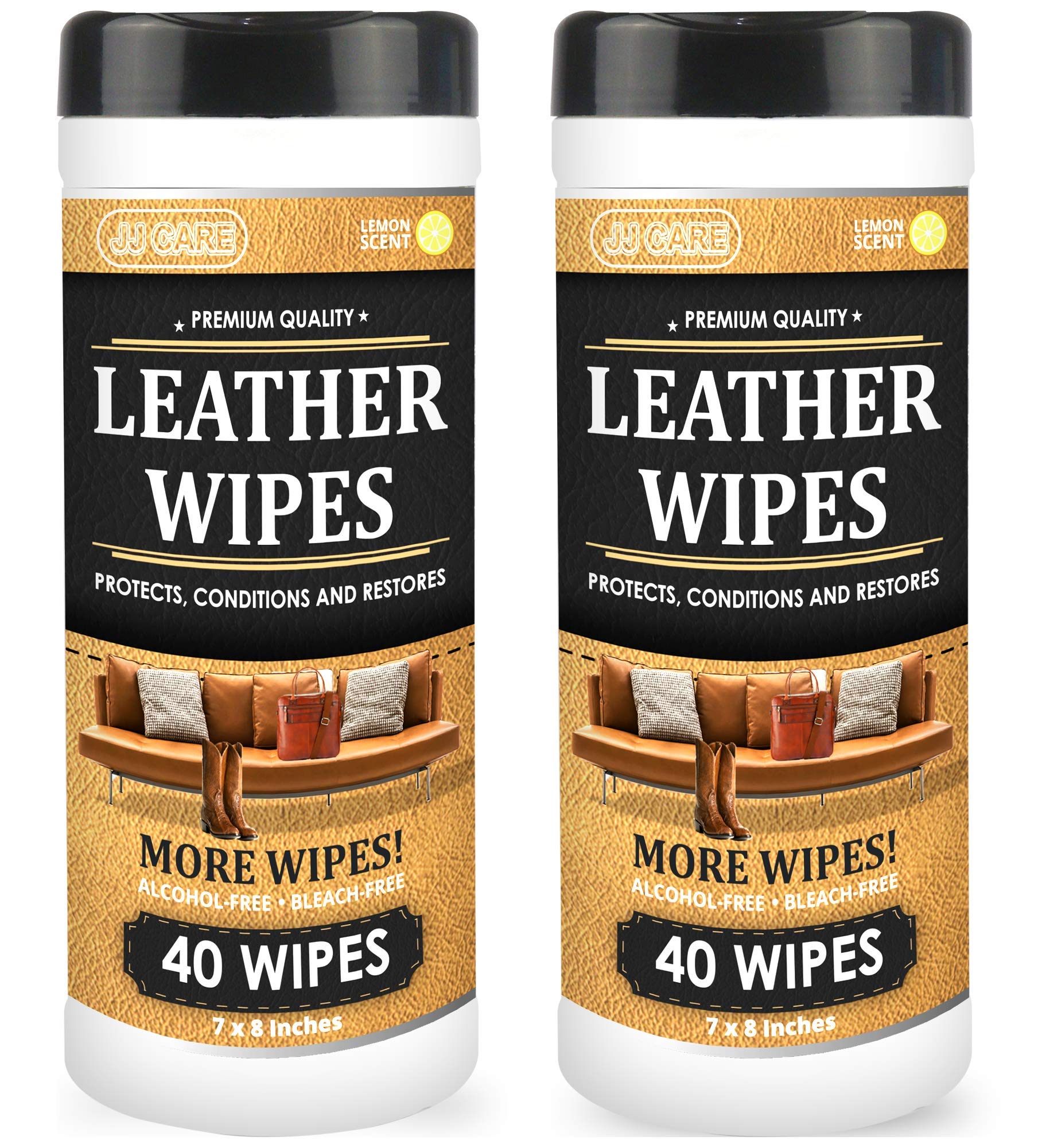JJ CARELeather Wipes for Car Interior Cleaning [Pack of 80 with Free Microfiber Cloth] Leather Wipes for Purses, Couch, Car Seats, Furniture, Shoes, Boots, Faux Leather and More.