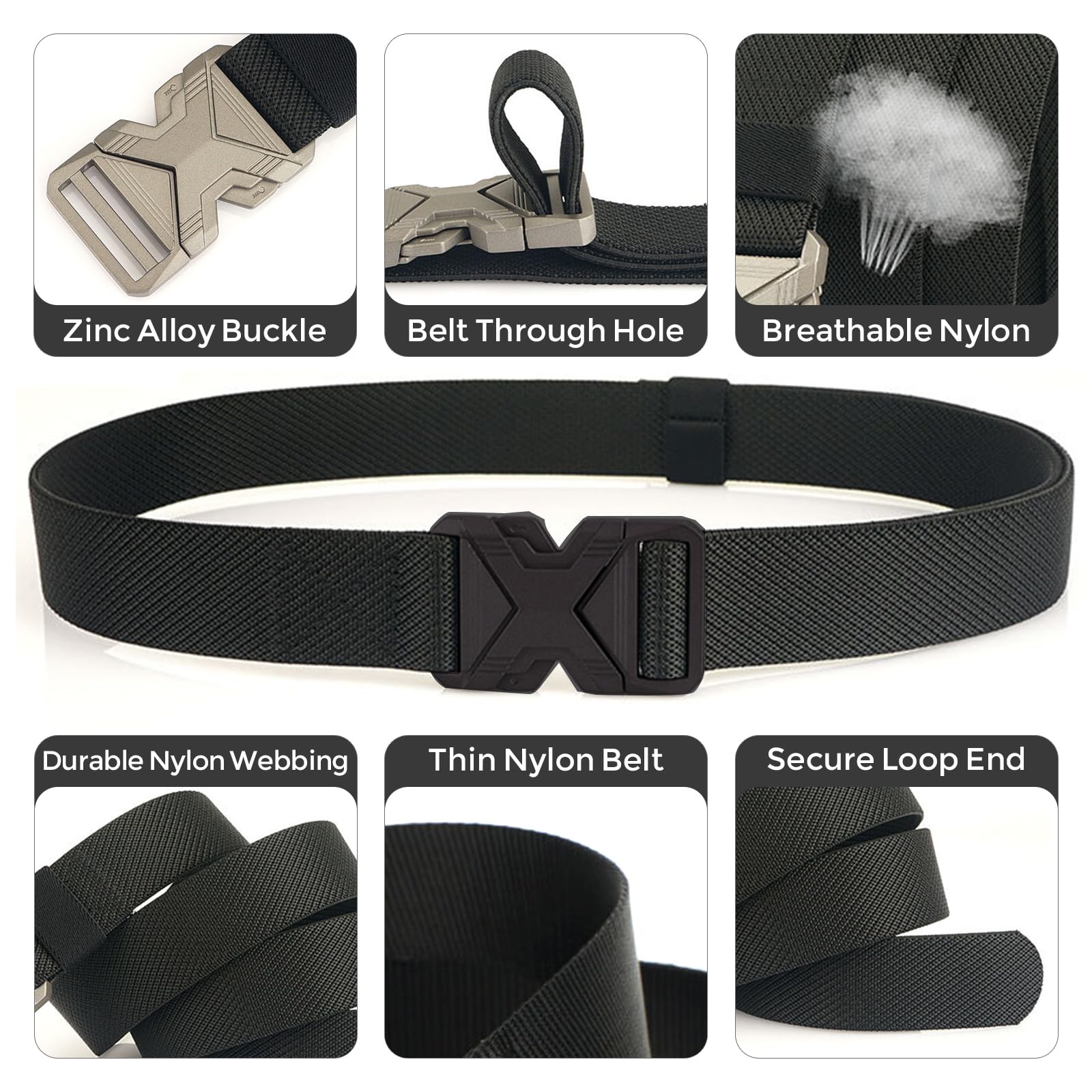 Taktischer Herren-Gürtel, 3,4 cm breit, dehnbar, elastisches Gurtband, Militär-Stil, Golfgürtel