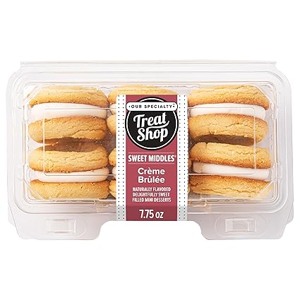 Our Specialty Crème Brulee Sweet Middle Sandwich Cookies, Nut Free Dessert, 6 Cookies, 7.75 Ounces