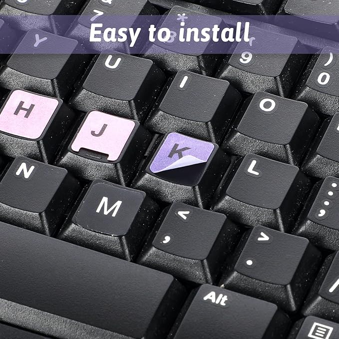 4 pegatinas de letras para teclado inglés mate con fondo de color miniatura 4