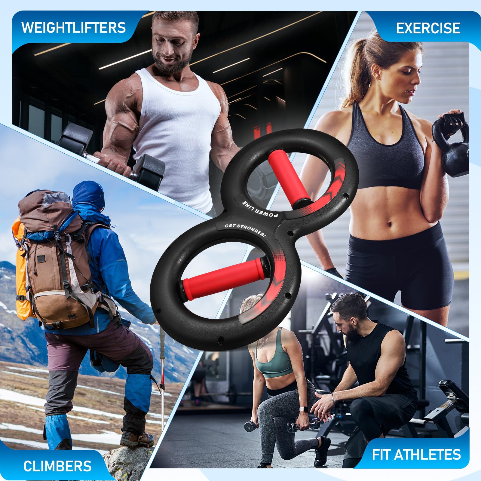 Cabilock Ejercitador de Brazos en Forma de 8, 30kg, Rojo, Multifunción