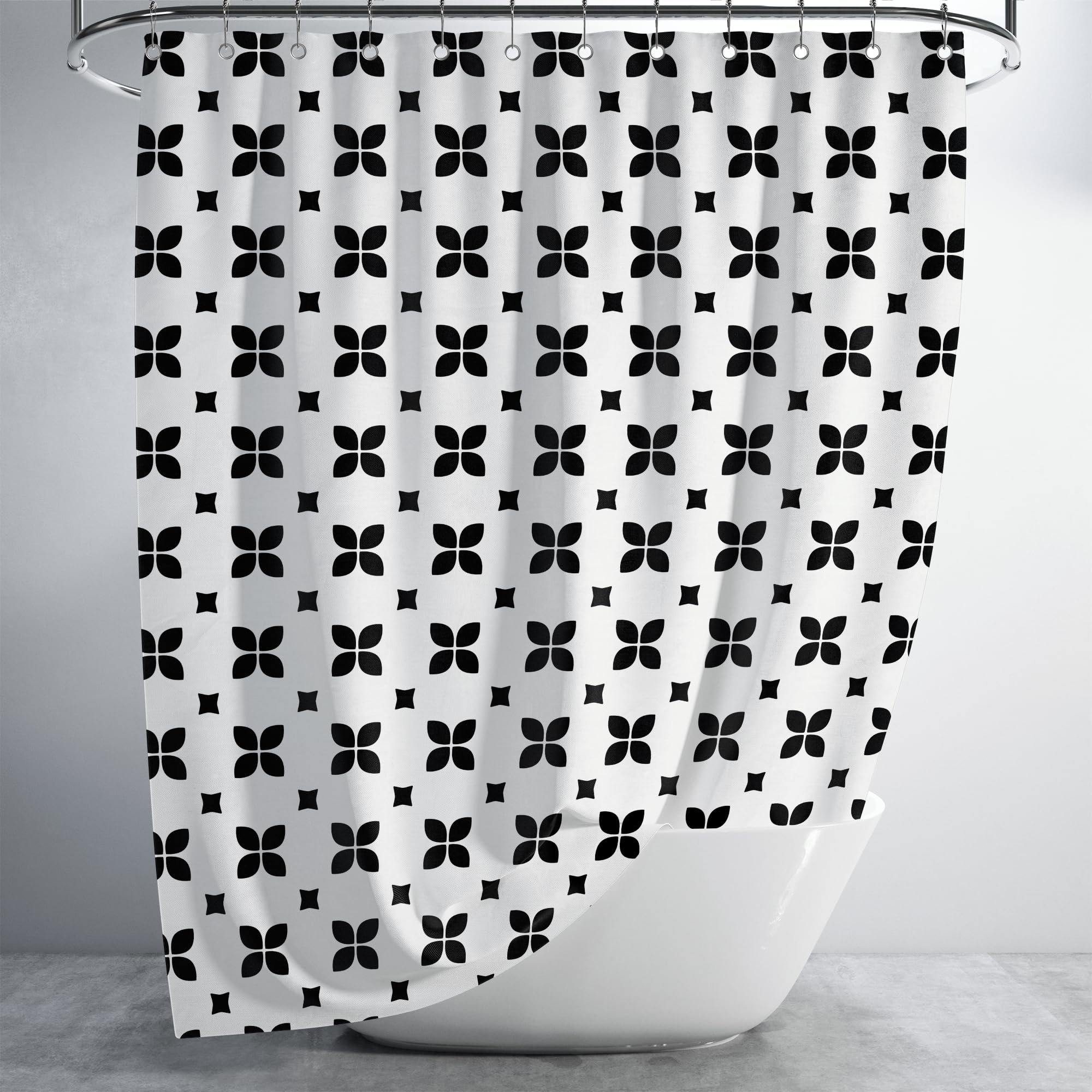 PRIZE ULTRA Extra Long Shower Curtain Set, Black and White