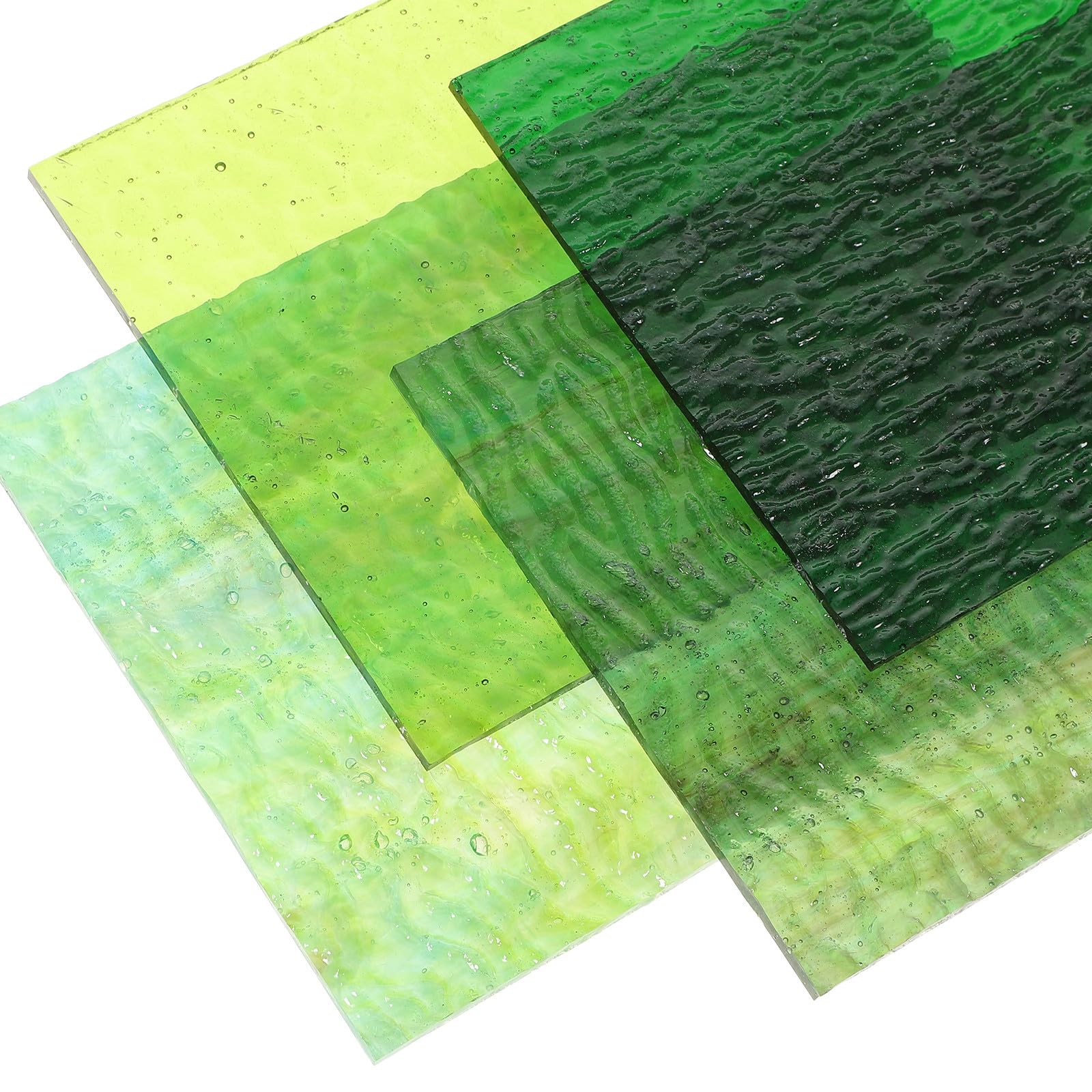 4 Pezzi Lastre di Vetro per Mosaico Texture a Onde D'acqua, Materiale Vetro Colorato Facile da Incastonare per Decorazioni Artistiche Fai da Te