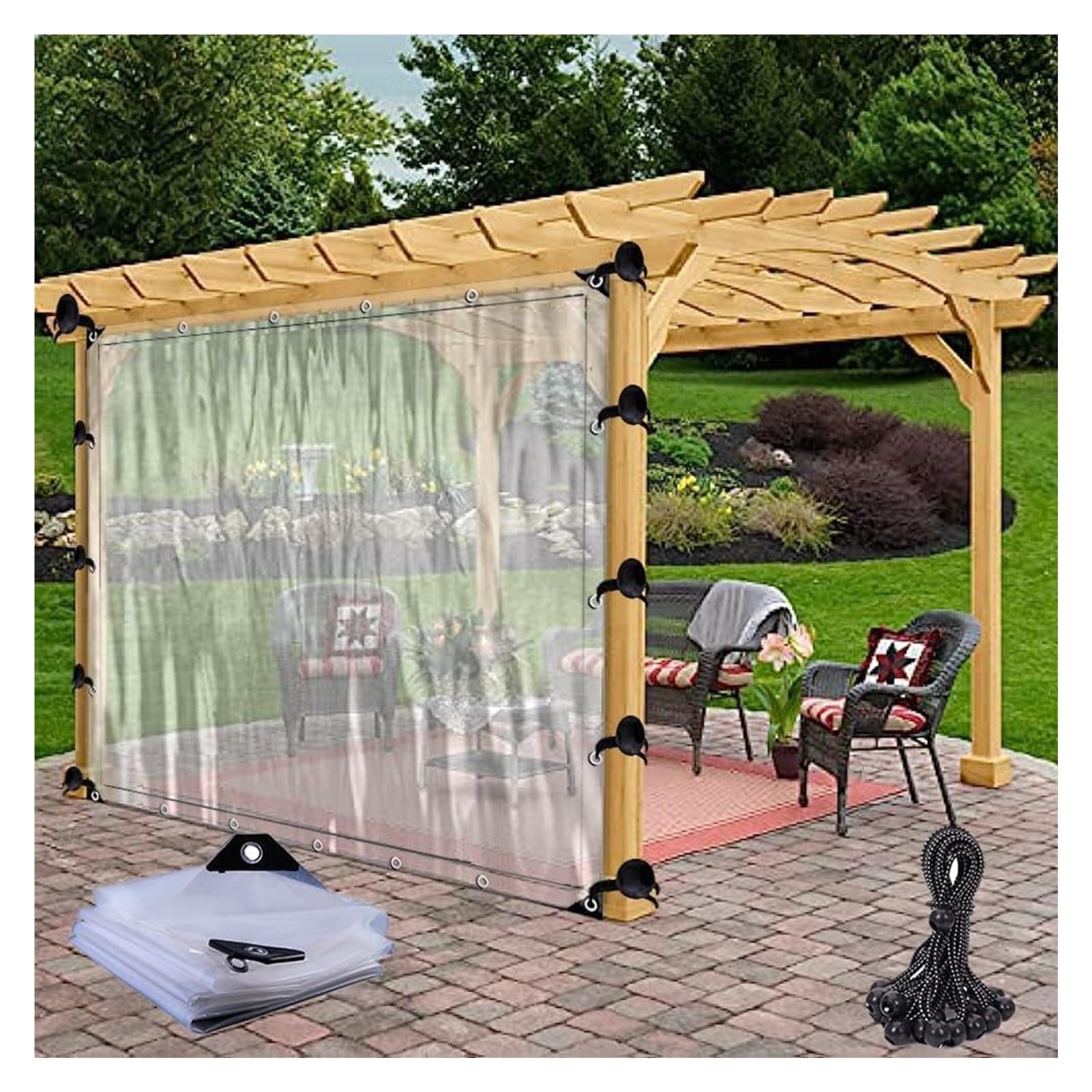 GLDYTVF Waterproof Outdoor Tarpaulin with Rustproof Grommets - Durable Vinyl Cover for Pergolas, Porches, and Gazebos - Weather-Resistant Protection