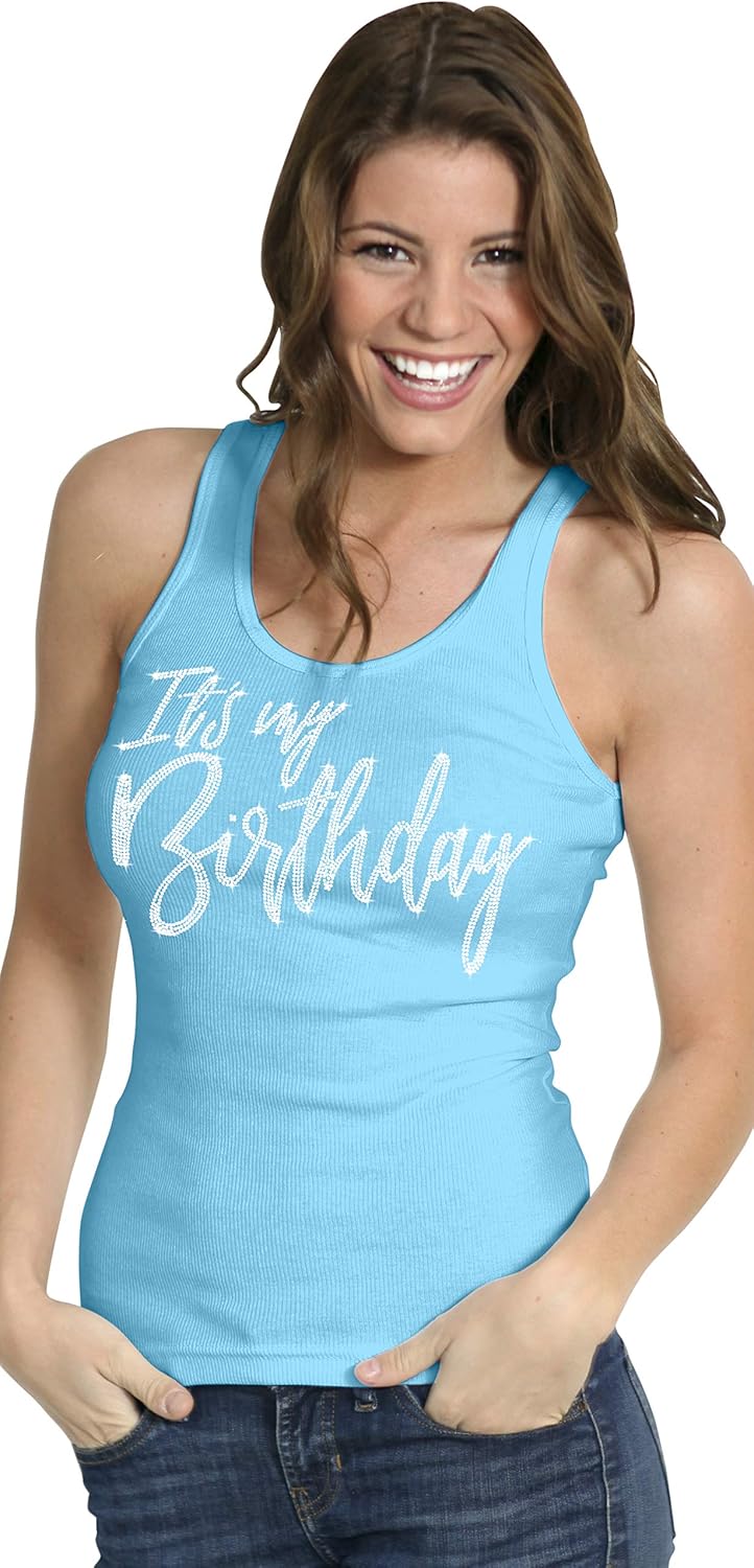 Birthday Shirts for Women - Rhinestone Its My Birthday Tank Top - Birthday Party Squad Shirts: Clothing