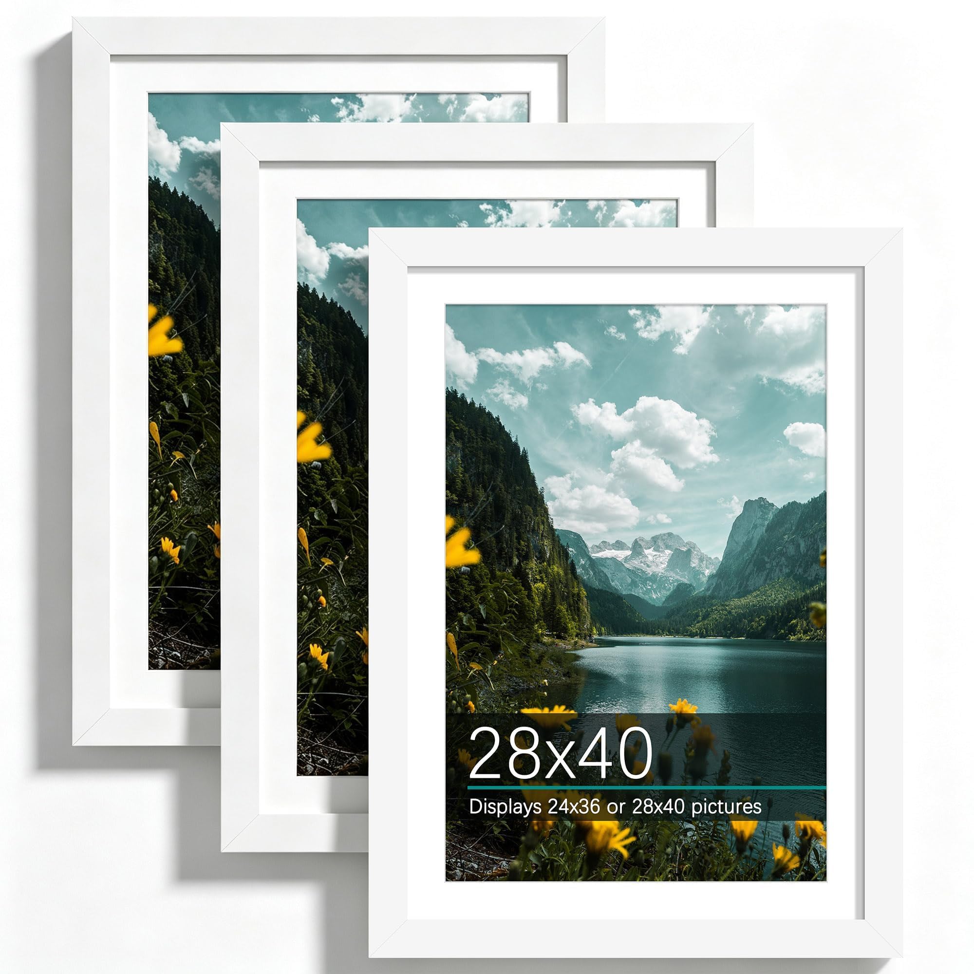 Picrit 28x40 White Poster Frame, Picture Frame for Wall, 3 Pack