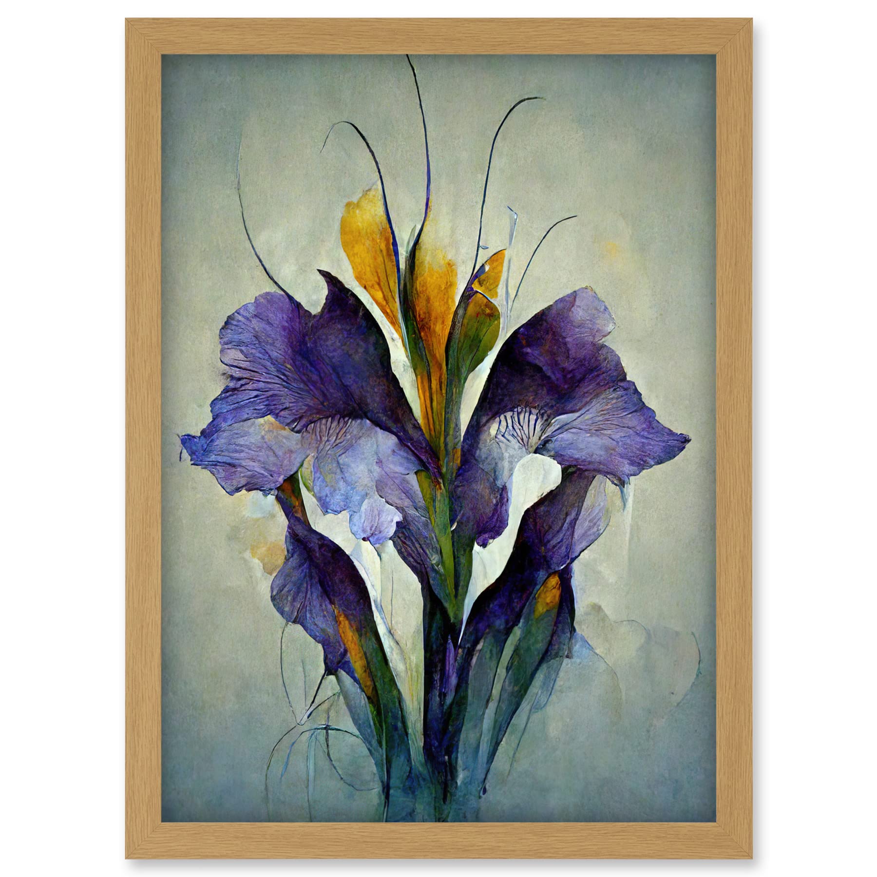 Doppelganger33 LTD Iris Bouquet Modern Watercolour Artwork Framed A3 Wall Art Print
