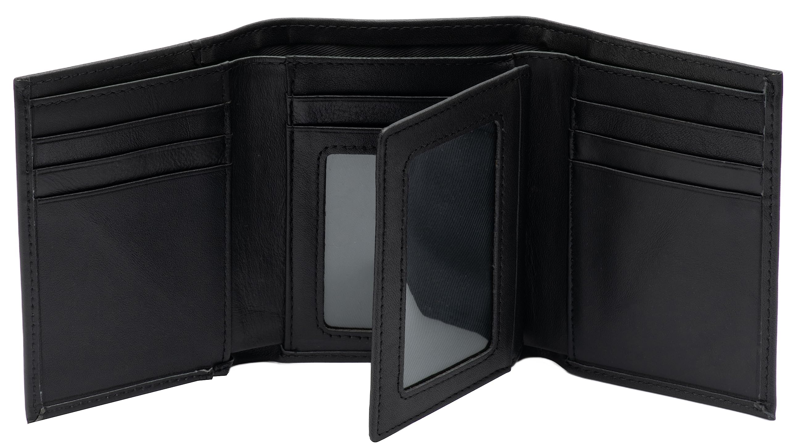 baotuiok Men's Leather Wallet，RFID Blocking Genuine Leather Wallet for Men，Trifold Wallet with 3 ID Windows （ black