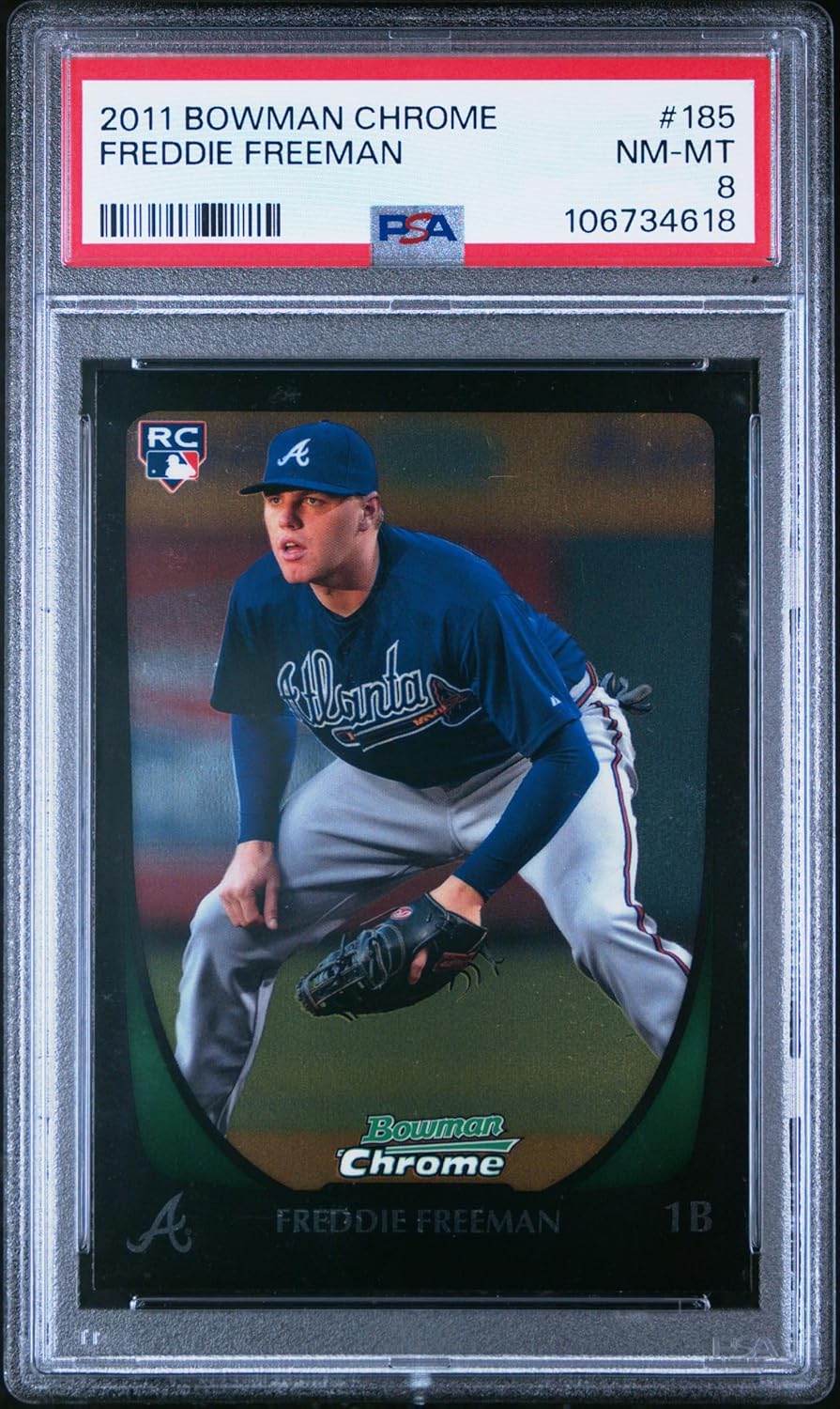 Freddie Freeman 2011 Bowman Chrome Baseball Rookie Card #185 Graded PSA 8 Cert #106734618