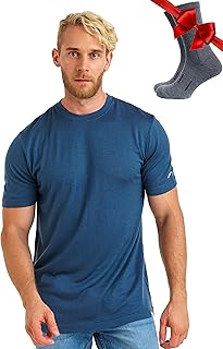 Merino.tech Premium Merino Shirt Herren Kurzarm - Thermooberteile 100% Merino Unterwäsche Herren + Wanderwollsocken