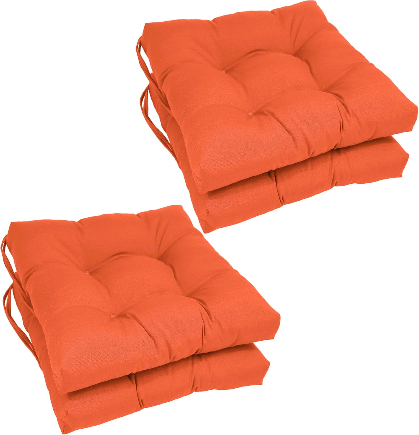 Blazing Needles 16-inch Twill Square Chair Cushion, 4 Count (Pack of 1), Tangerine Dream