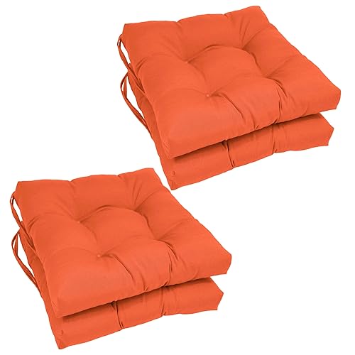 Blazing Needles Solid Twill Square Tufted Chair Cushions (Set of