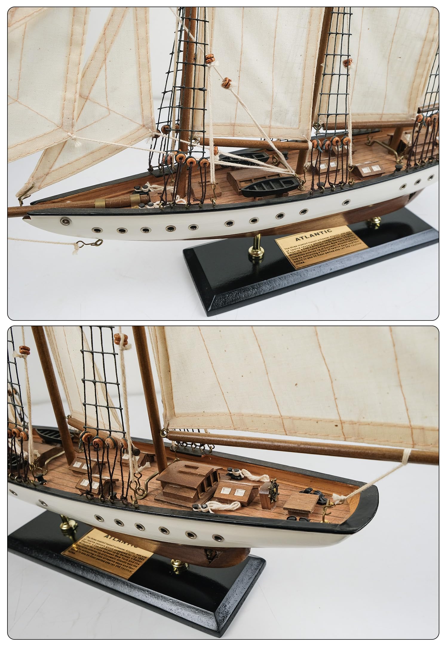 Amazon.com: SAILINGSTORY 木製帆船模型船帆船裝飾24 英吋(約60 公分